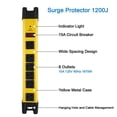thumbnail image 2 of Protector contra sobretensiones para regleta de alimentación de alta resistencia, regleta de alimentación industrial de 6 salidas con 15 A, regleta de alimentación de metal para taller y jardín con ca, 2 of 5