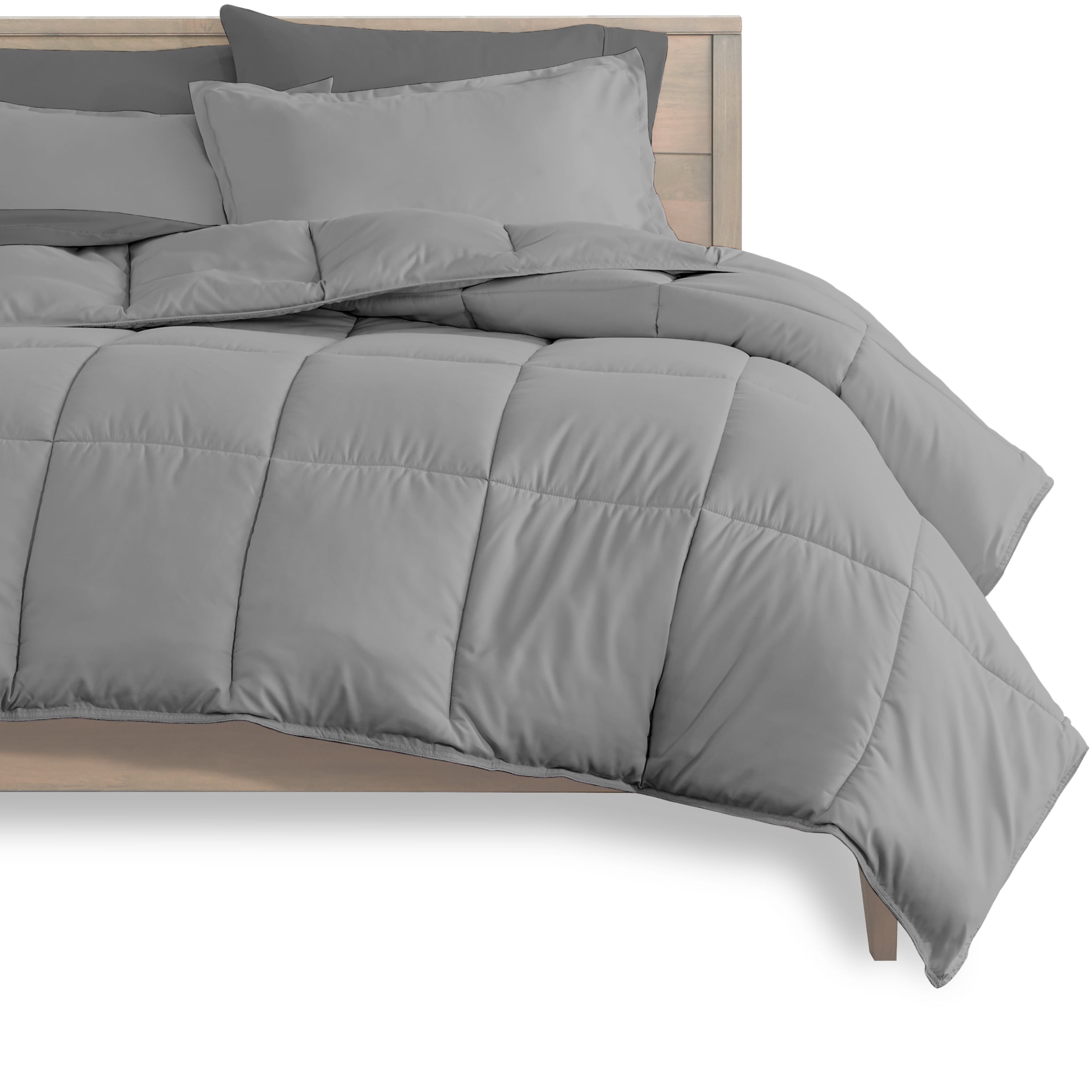 Bare Home Microfiber 5-Piece Light Gray and Gray Bed in a Bag, Twin