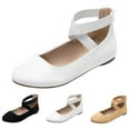 thumbnail image 4 of CPNG Women's Solid Color Shoes Comfortable Fashion Elastic Ankle Straps Flats Shoes with Elastic Ankle Straps Dressy Ballerina Style Closed Toe Casual Flat, 4 of 8