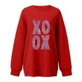 thumbnail image 4 of Sweatshirt for Women Love Heart Graphic Print Long Sleeve Pullover Tops Casual Crew Neck Valentine's Day Sweatshirts Red S, 4 of 6