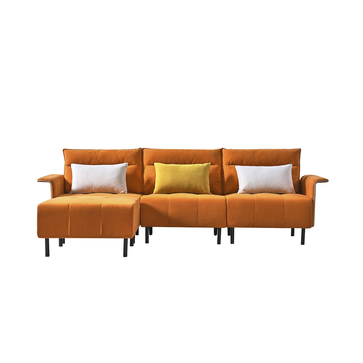 Kepooman Convertible Sectional Sofa Couch, L-Shaped Couch with Ottoman for Living Room, Orange Kepooman Convertible Sectional Sofa Couch, L-Shaped Couch with Ottoman for Living Room, Orange
