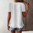 thumbnail image 6 of Tittly Womens T Shirts Womens Casual Tops Plus Size Summer Tops for Women Fashionable And Casual Solid Color Short Sleeved Round Neck T Shirt Eyelet T Shirt White, 6 of 6