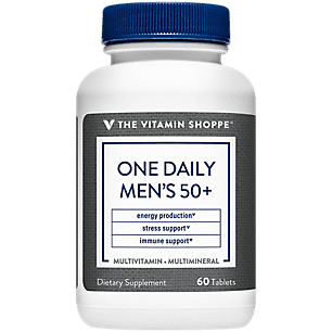 The Vitamin Shoppe One Daily Men's 50+ Multivitamin, 2,000IU Vitamin D3 Multimineral, Antioxidant Supplement that Supports Energy Production, Vision and Immune Health (60 Tablets)