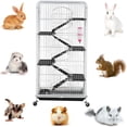 thumbnail image 3 of 52 Inch Multi Level Rolling Pet Cage for Ferrets Chinchillas Squirrels Rabbits with Water Bottle, Durable Metal Frame and Slide Out Tray, White, 3 of 5