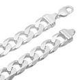 thumbnail image 3 of 15.3mm Solid .925 Sterling Silver Flat Beveled Curb Choker Chain Necklace, 20 inches, 3 of 7