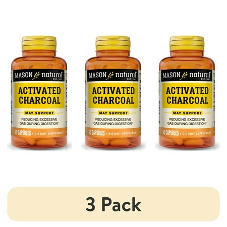 (3 pack) Mason Natural Activated Charcoal 520 mg 60 Caps