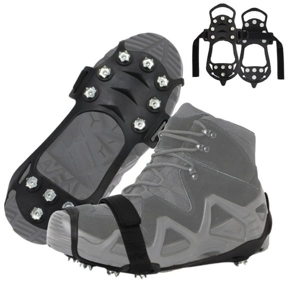 Deago Crampons Ice Cleats Traction Snow Grips for Boots Shoes 11 Non-Slip Spikes Safe Silicone Protect for Hiking Fishing Walking Climbing Women Men