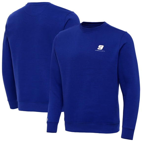 Men's-Antigua Royal Chase Elliott Big & Tall Victory Crewneck Pullover Sweatshirt