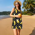 thumbnail image 3 of Vsdgher Robes d'Été Imprimé Banane pour Femmes Robe de Plage Décontractée Col en U Sans Manches Robe d'Été Ample avec Poche, 3 of 7
