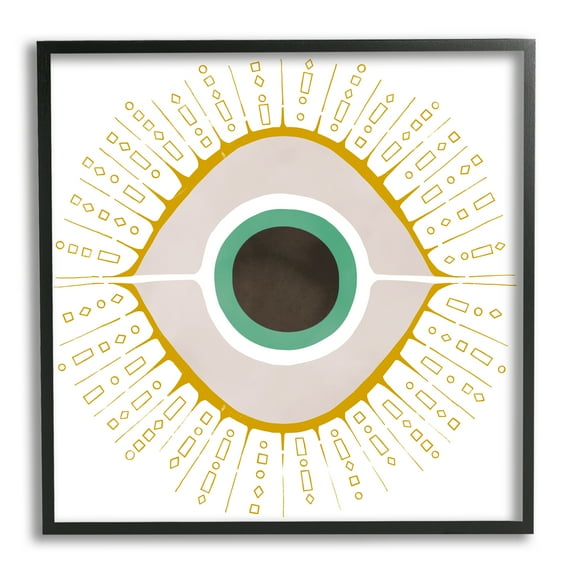 Stupell Industries Contemporary Evil Eye Symbol Abstract Painting Black Framed Art Print Wall Art