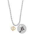 thumbnail image 1 of Delight Jewelry Goldtone Mini Heart Peace Sign Silvertone Script Initial Disc - M - Charm Necklace, 20"+3", 1 of 4