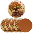 thumbnail image 2 of Coconut Jujube Tree 6PCS Round Microfiber Leather Coasters 11x11 cm/4.3x4.3 in - Set of 6 Drink Coasters for Home and Office - Heat Coaster Set for Cups and Mugs, 2 of 6