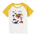 thumbnail image 2 of vokkrv Girls Boys Short Sleeve Cartoon Print T Shirts Kids Summer Tops Crewneck Tees 3-14 Years Yellow 4 Years, 2 of 6