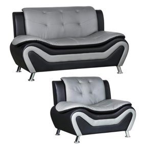 Classic Luxury Dark Blue Microfiber Living Room Sofa Set 3Pcs ESF Giza - Walmart.com