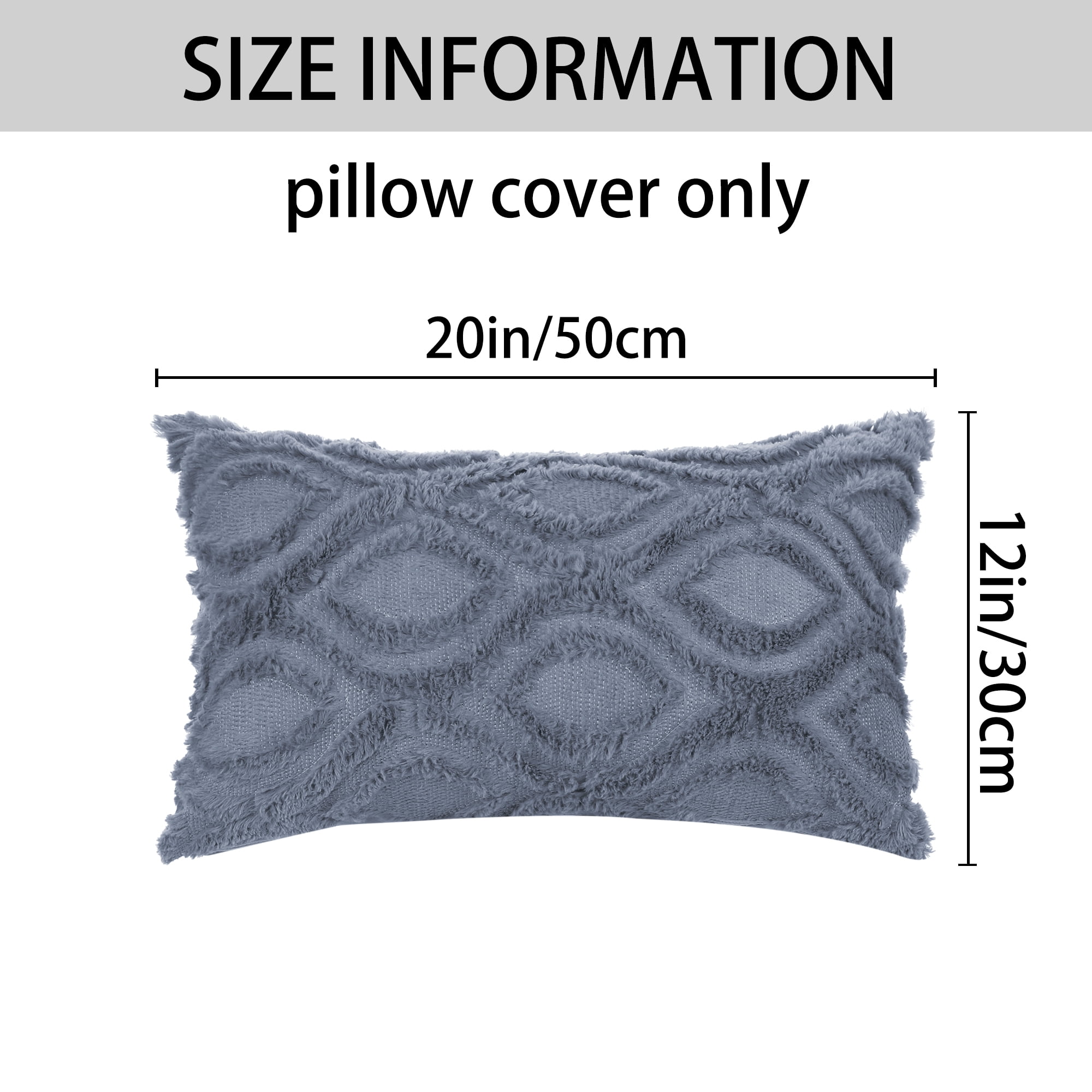Unique Bargains Shaggy Plush Throw Pillow Covers Couch Pillow Covers (2 Count) Grey-2 12" x 20"