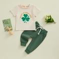 thumbnail image 2 of Bagilaanoe 2pcs Toddler Baby Holiday Outfits Boy Pants Set Long Sleeve T-Shirt Tops + Sweatpants 6M 12M 18M 24M 3T Kids Casual Clothes, 2 of 8