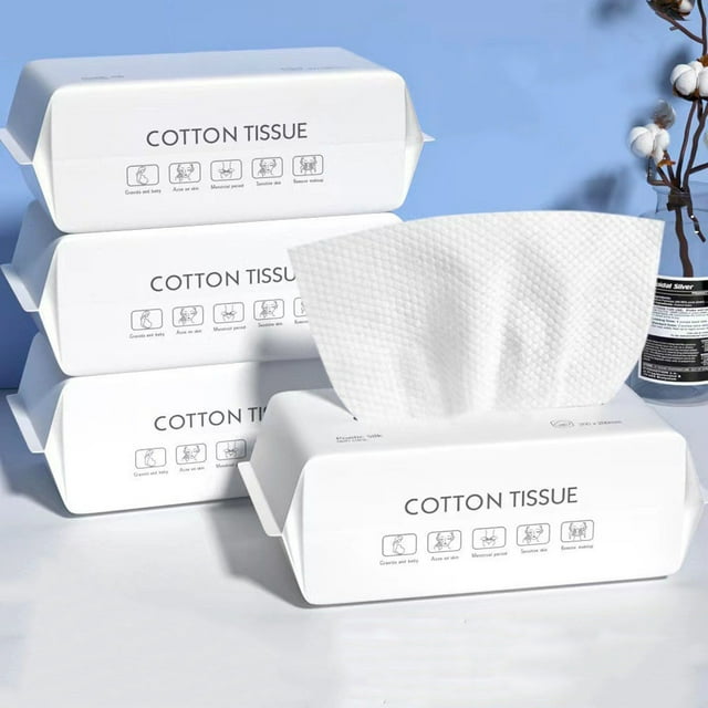 4 paquetes de toalla para la cara desechable, paños suaves para limpieza Facial, tejido de algodón, toallitas húmedas y secas, removedor de maquillaje