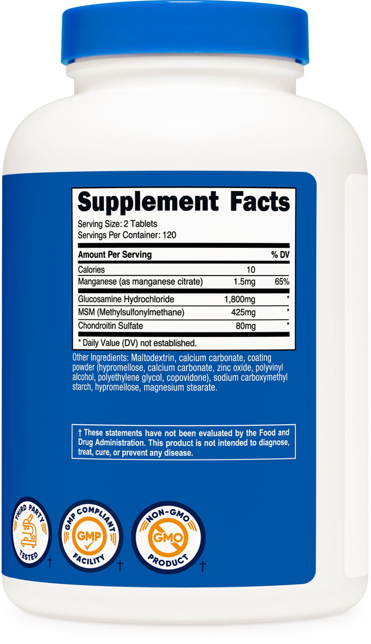 Nutricost Glucosamine 1800mg with Chondroitin & MSM, 240 Tablets, 120 Servings, Supplement