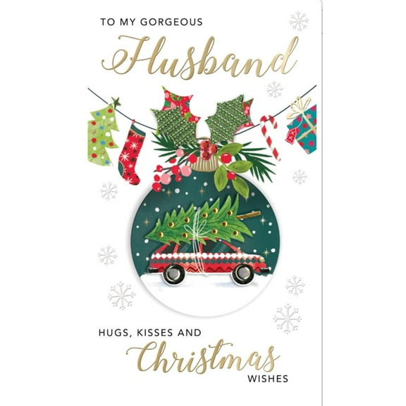 Second Nature Handmade Champagne Card Christmas for Husband Ornament with Car Design