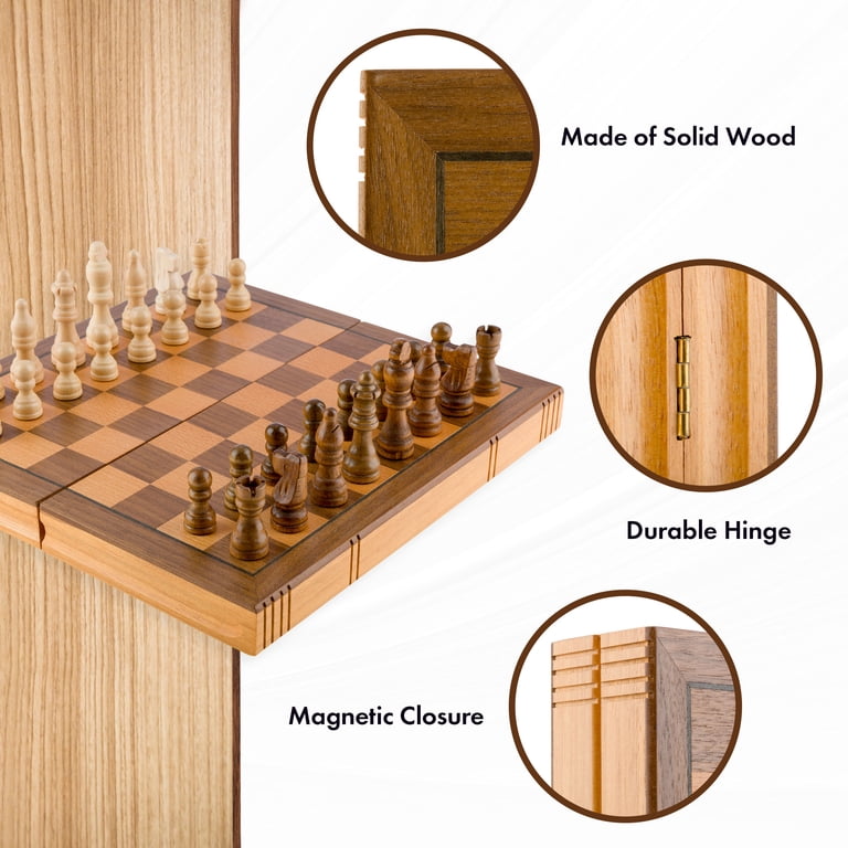 Trademark Games Folding Wooden Chess Set with Storage photo 2