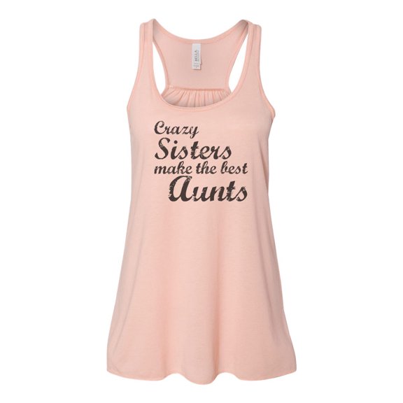 "Aunt Racerback, Auntie Tank Top, Crazy Sisters Make The Best Aunts, Aunt Baby Announcement, Aunt Baby Reveal, Auntie Tee, Sublimation T, Peach, SMALL"