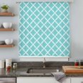 thumbnail image 5 of Quatrefoil Moroccan Pattern Sheer Curtains 45 Inches Long, Geometric Aqua Morocco Light Filering Curtains, Breathable Simi Curtain Privacy Drapes for Kitchen Bathroom Small Window Treatment, 5 of 9