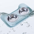 thumbnail image 3 of Miangastore Bol Double pour Animaux en Forme de Chat Bleu 1Pcs 12.2x8.5x1.6in Acier Inoxydable, 3 of 8