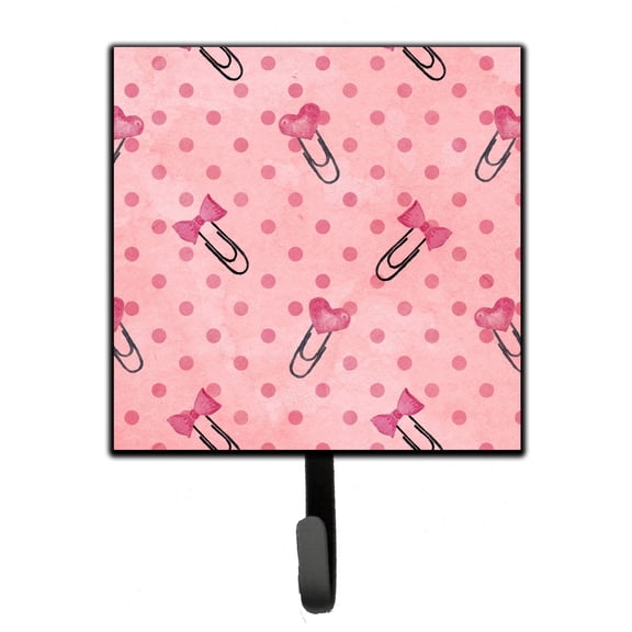 Carolines Treasures BB7543SH4 Watercolor Paper Clips and Polkadots Pink Leash or Key Holder Single Hook multicolor