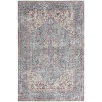 Nicole Curtis Machine Washable Traditional Boho Blue/Multi 5'3" x 7'3" Area Rug, (5' x 7')