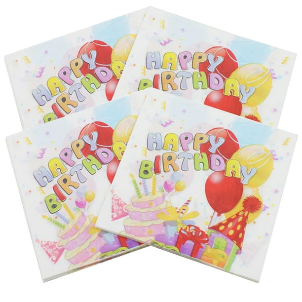 KAKOWELY 80 hojas de servilletas de papel para cóctel de cumpleaños, servilletas de papel para fiestas infantiles