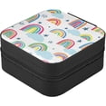 thumbnail image 3 of GZHJMY Rainbow Small Jewelry Box, Portable Leather Travel Jewelry Storage Case for Rings Earrings Necklace Bracelets, 3 of 7