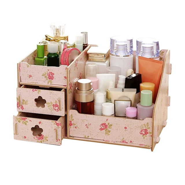 Caja de almacenamiento de escritorio de madera Organizador de suministros de oficina multifuncional Estuche cosmético adorable Methold JJ14122-08B