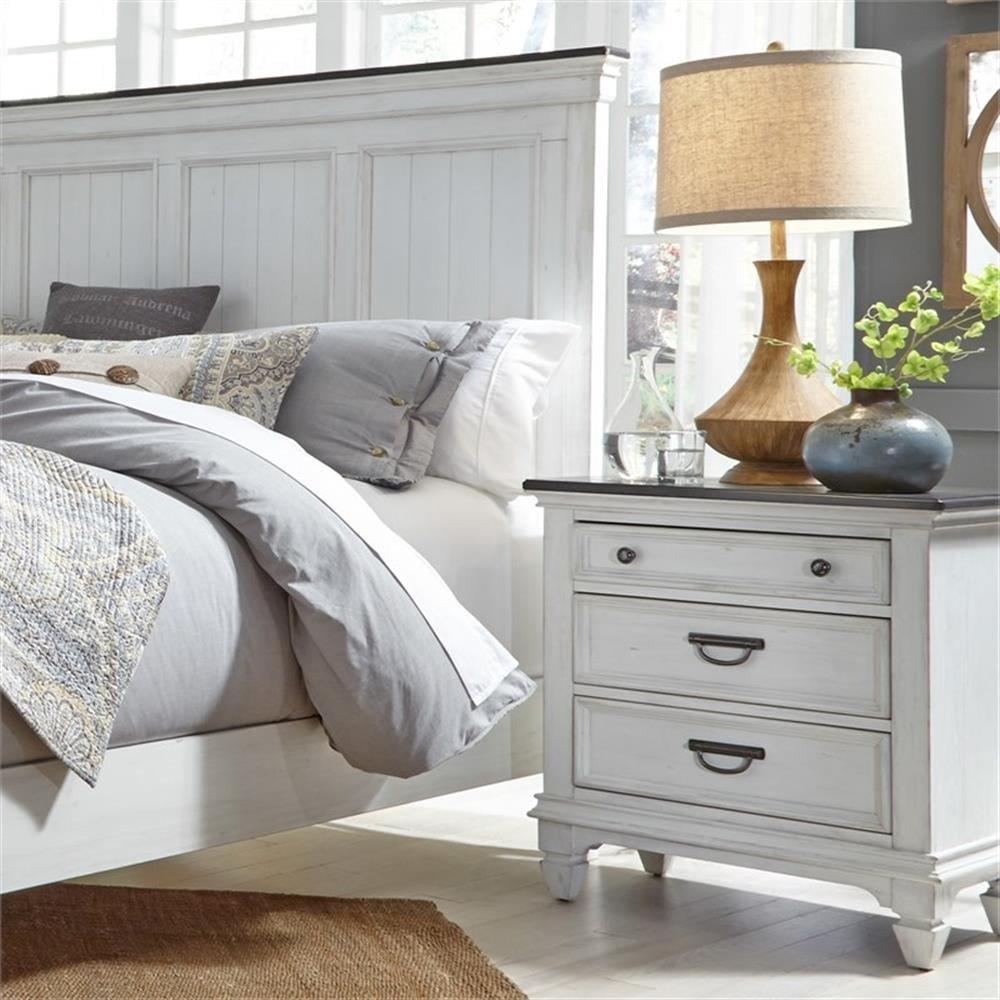 Allyson Park White Night Stand w/ Charging Station