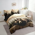 thumbnail image 3 of Manfei Brown Bear Twin Bedding Sets 7pcs, Wild Woodland Animal Bedding Comforter Set, Retro Farmhouse Lodge Cabin Sheet Sets, Ultra Soft Home Decor, 3 of 8