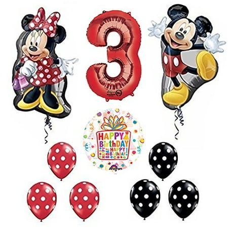 Mickey And Minnie Mouse Full Body 3rd Birthday Supershape Balloon