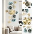 thumbnail image 5 of 36"Large Wall Clock – 3D Metal Ginkgo Leaf Decorative Wall Clock, Non-Ticking Wall Clocks Battery Operated, Modern Clocks for Living Room, Gift-Ready for Home or Office, 5 of 7