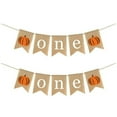 thumbnail image 1 of 2PCS Thanksgiving Party Decoration Baby Birthday Banner ONE Pumpkin Pattern Swallow Tail Flag Banner Props, 1 of 5