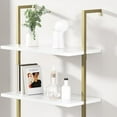 thumbnail image 4 of 3 Tier White & Gold Ladder Shelf with Storage Cabinet, Modern Ladder Bookshelf with Doors, Wall Mount Bookcase with Metal Frame, Display Shelves for Living Room, Bedroom, Bathroom, Home Office, 4 of 6