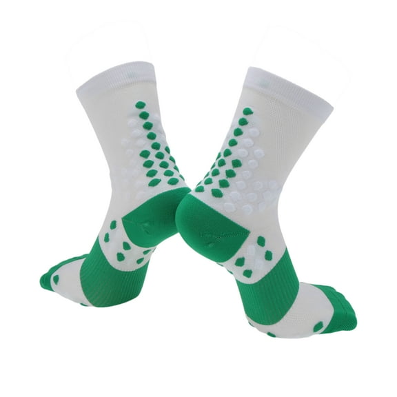 Unique Bargains Cycling Socks Quick-Drying Sweat-Absorbent Anti-Friction Outdoor Bike Socks White Green Size l Neutral and Universal Color Matching