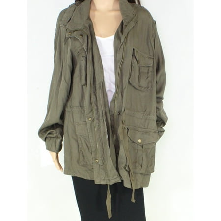 Womens Cargo Jacket Plus Full-Zip Multi-Pocket 1X