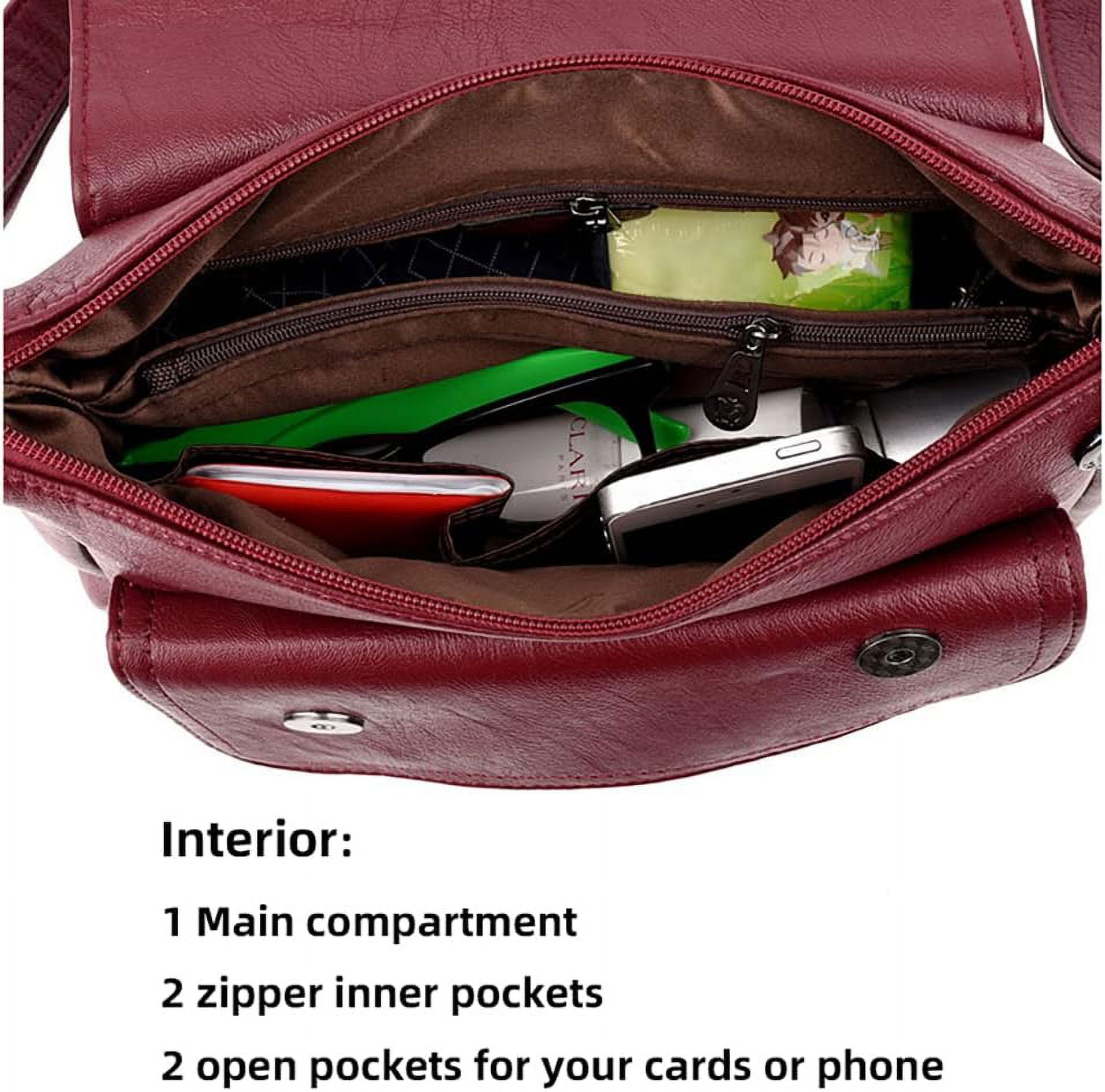Women's Shoulder Bag Multi Pockets Crossbody Purse Leather Flapover Messenger Satchel  Travel Work Handbag