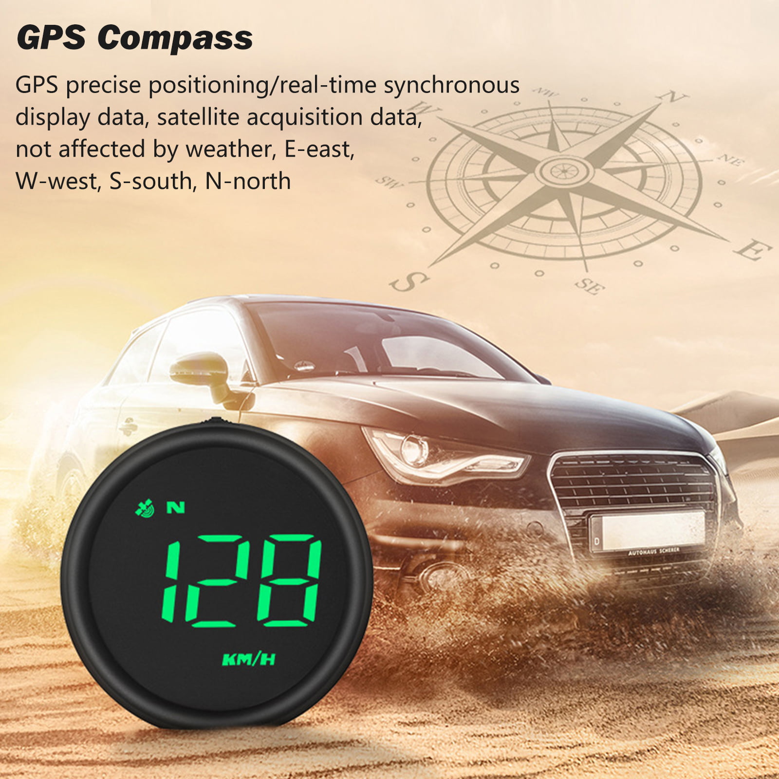 2.6inch Vehicle Car Navigation Boat Digital Compass ABS Light for Camping Hiking 