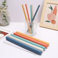 thumbnail image 1 of 1 Set Drinking Straw Threaded Design 2 Sections Straight Tube Heat Resistant Foldable Food Grade Water Straw Home Supply, 1 of 7
