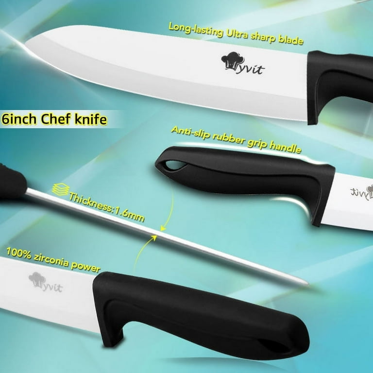 Ceramic Knife Set,All in One Knives Set for Kitchen, Non Rust White Zirconia Blade with Sheaths,Slicer,Peeler, Chef Knife,Ceramic Paring Knife 3 inch