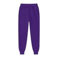thumbnail image 5 of Women's Fleece Lined Sweatpants with Pockets, High Waist Drawstring Joggers for Athletic Workout and Casual Wear, Thermal Warm Pants for Autumn Winter, Plus Size Comfortable Sports Pants Dark Purple, 5 of 6