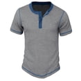 thumbnail image 2 of LYEAA T Shirts for Men Short Sleeve Three Buttons Crew Neck Loose Summer Pullover T-shirts Solid Casual Soft Comfortable Breathable Men's Tops Gray L, 2 of 7