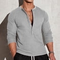 thumbnail image 5 of Mifsaly Long Sleeve Henley Shirts for Men Deep V-Neck Ribbed Casual Shirt Button Front Workout Tshirts Breathable Everyday Athletic Basic Tee L, 5 of 8