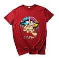 thumbnail image 2 of Uhndy Women's Casual Lip Print Short Sleeve Plus Size T-Shirt, Short Sleeve Henley, Lip Print T-Shirt, Women's Crew Neck Basic Summer Top, Women's Plus Size Shirt, Band Shirt,Wine red 3XL, 2 of 4