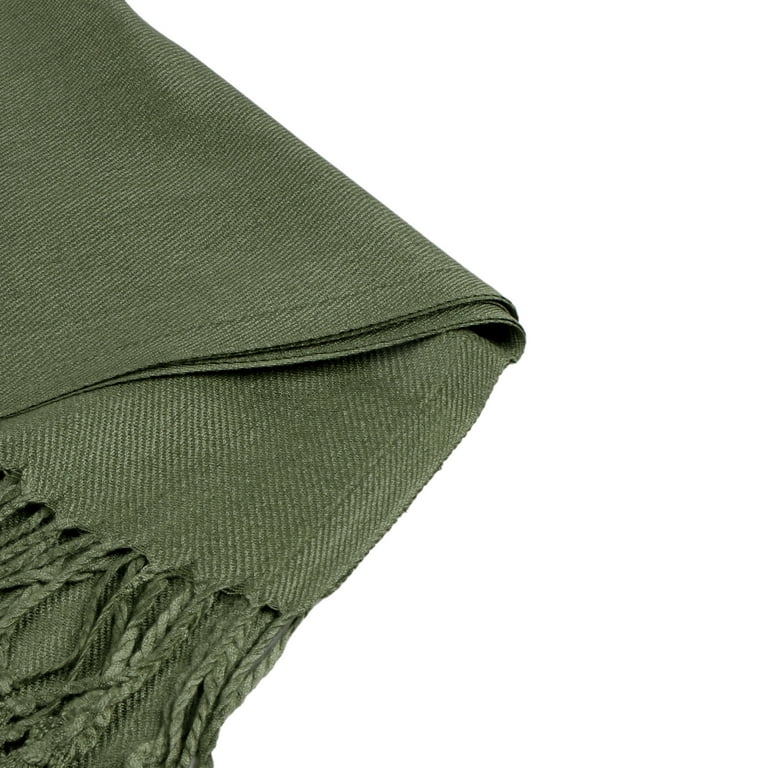 Women Olive Green Pashmina Scarf Soft Solid Plain Shawl Wrap  