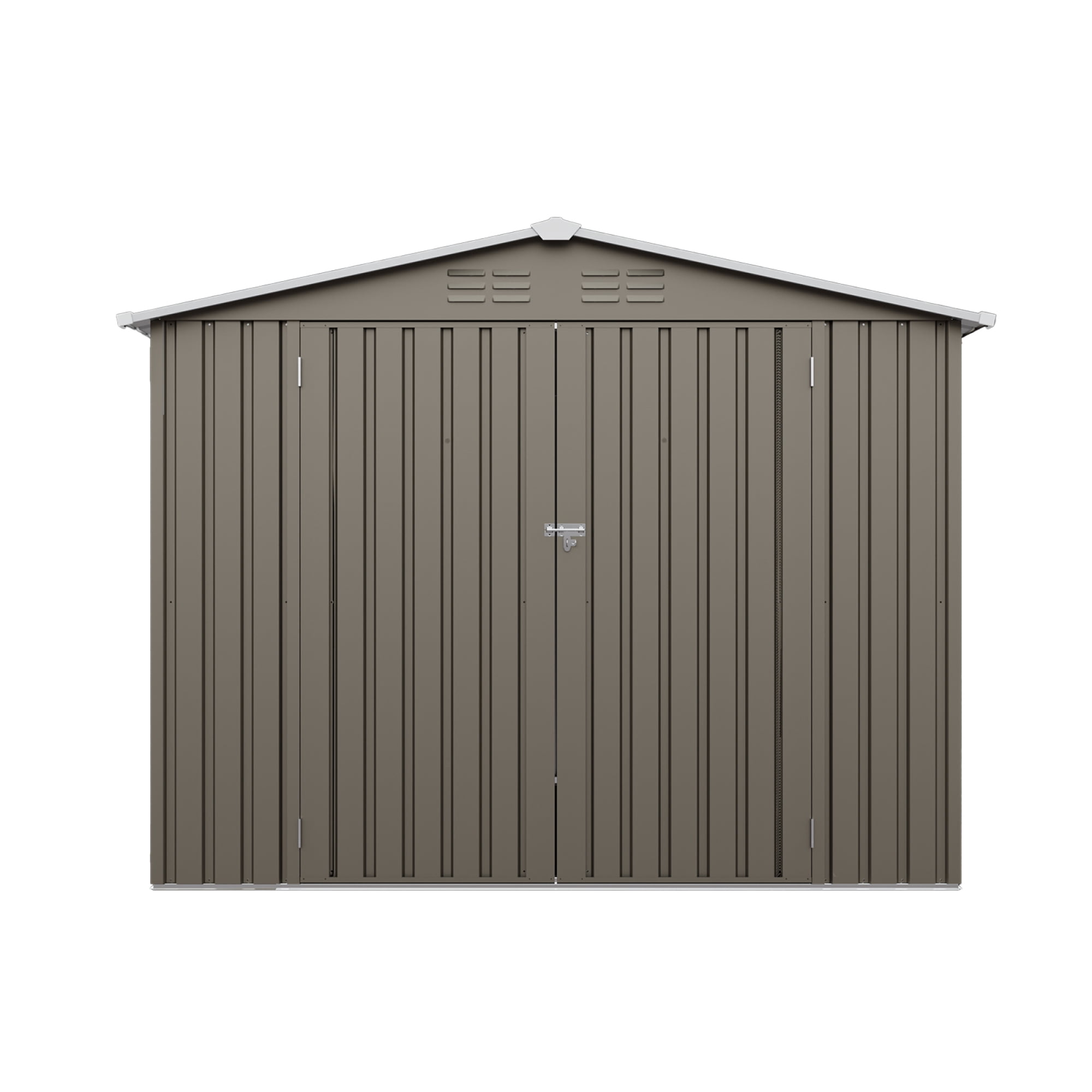 Leumius 8x6 FT Outdoor Metal Storage Shed, Galvanized Steel Panel Tool House with Lockable Double Door & Built-in Vents for Backyard, Patio, Lawn Olive Grey